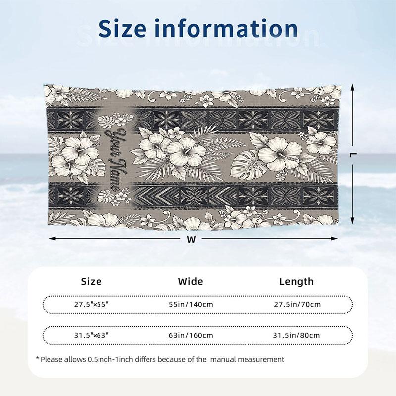 Floral Garden Theme Beach Towel Personalized Custom Name & Text Soft Quick Dry Beach Towel for Swimming Travel