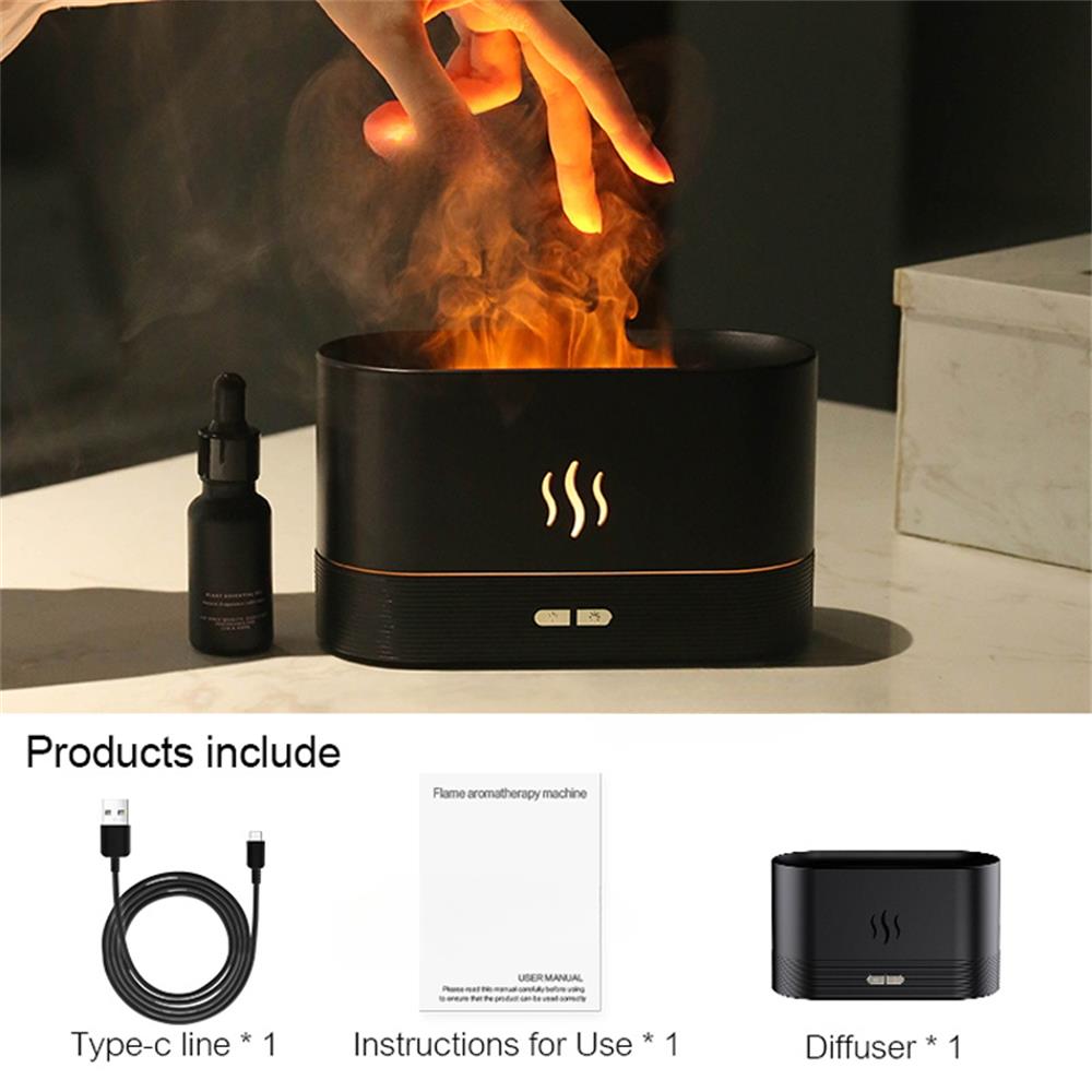 Aroma Diffuser Air Humidifier Ultrasonic Cool Mist Maker Fogger Led Lighting Simulation Colorful Essential Oil Flame Lamp Difuso