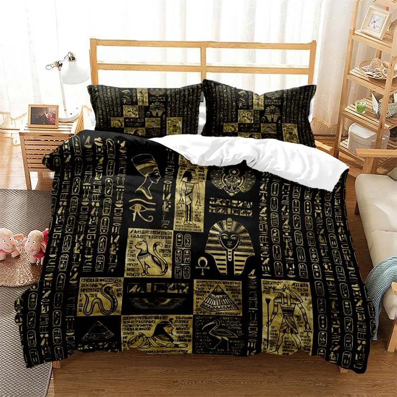 Mystery Egypt Egyptian Golden Anubis Print Bedding Set Duvet Cover with Pillowcase Comforter Bed Single Twin Full Queen Kid Gift