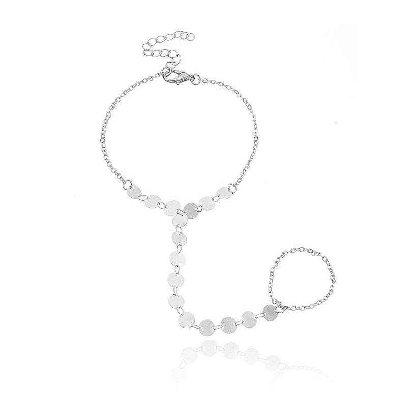 Европейский Креативный Браслет-Раб с Кристаллами и Цирконием: Женская квадратная цепочка с бусинами и соединением для пальца