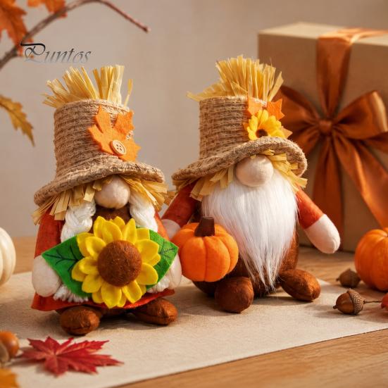 Деревенские подсолнухи Party Supplies, Плюшевое украшение Гном на День благодарения, Осенняя скандинавская фигурка Томате Гнома, Набитая тыква, Сезонная многоуровневая