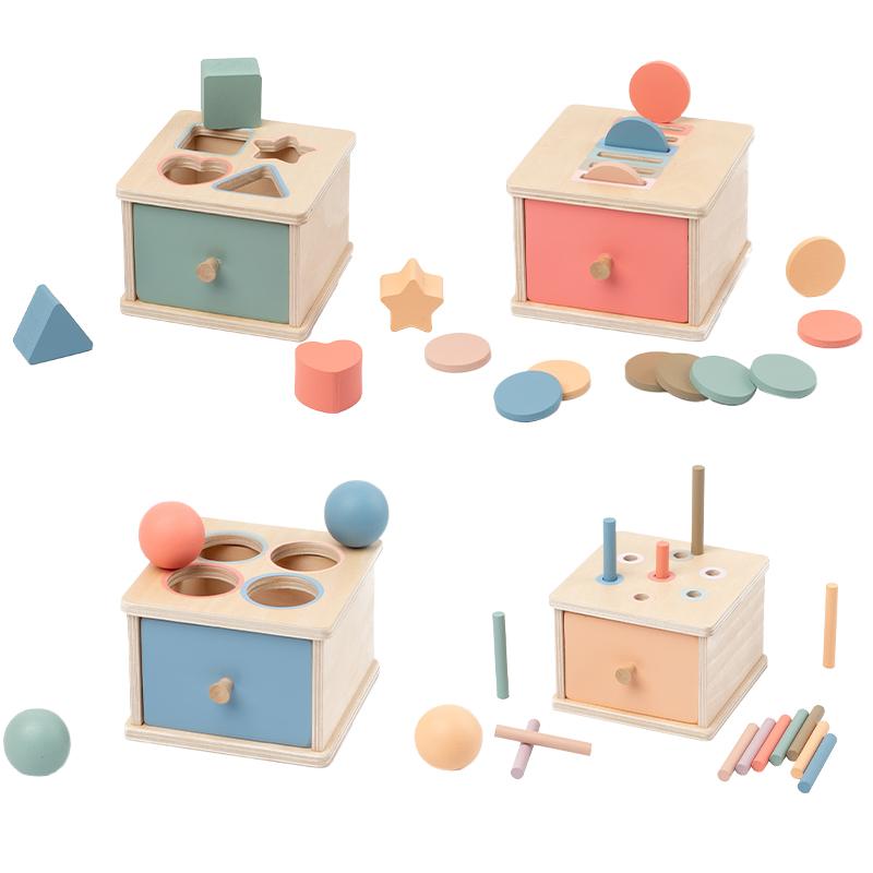 Montessori Toys for Baby Wooden Coin Box Toy Object Permanence Box Color Shape Cognition Match Educational Toy Fine Motor Toys