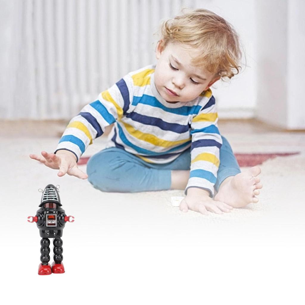 Walking Robot Walking Figure Metal Fencing Holiday Clockwork Toy, Toy, Robot, Collectible, Birthday, Gift, (Black)