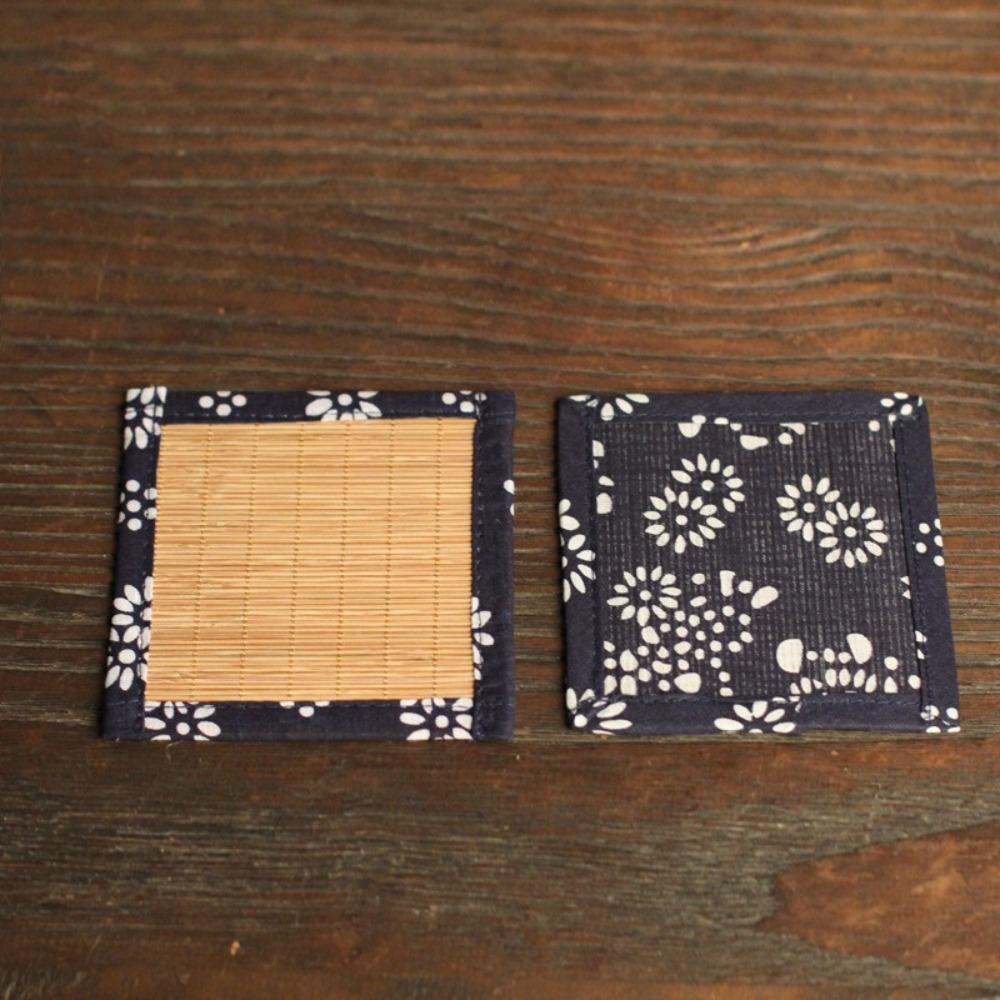 4PCS Square Tea Mat Bamboo Mug Pads Placemat Table Mat  Kitchen