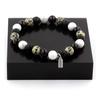 Stones and Minerals. Howlite Pearl Bracelet + Dalmatian Jasper + Matte Black Onyx + Agate Made In France.