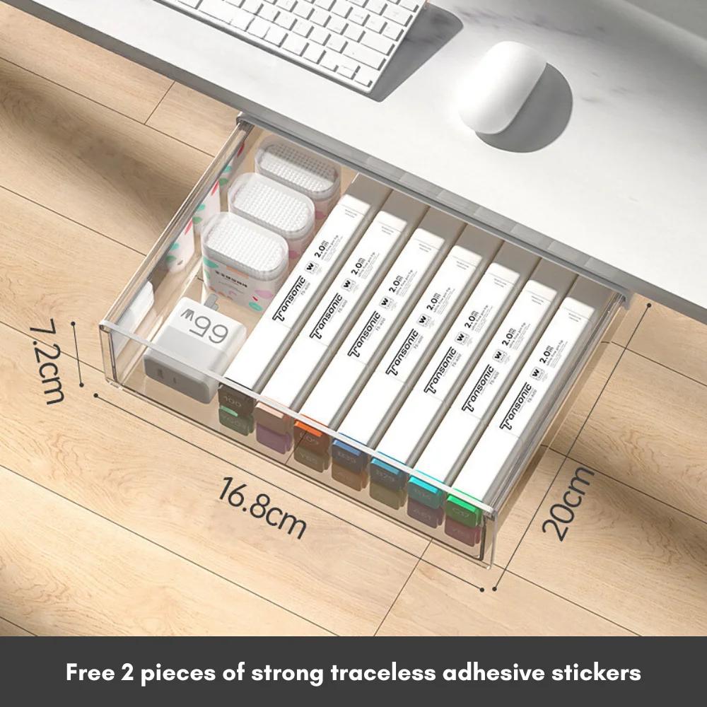 Подстольный ящик для хранения, ящик для скрытого хранения на столе большой вместимости, легко устанавливаемая полка, органайзер для канцелярских принадлежностей