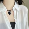 Ожерелье Сердце из Стекла Черная Тканевая Цепь Ключица Чокер Подарок на Годовщину
