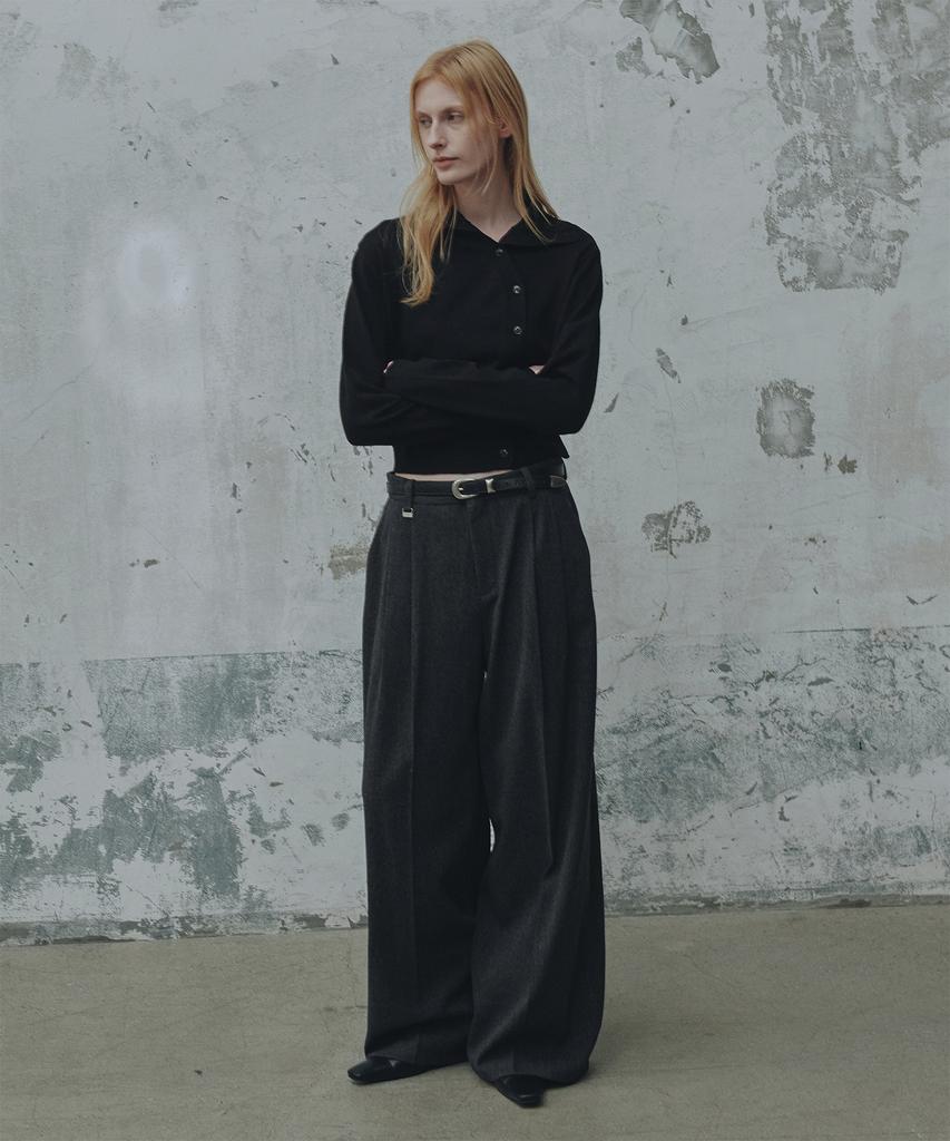 FROMWHERE Classic Wool Wide Slacks_Charcoal Grey