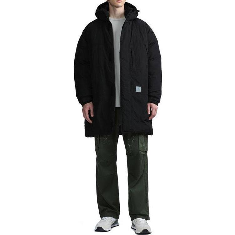 Carhartt WIP Мужская хлопковая куртка с длинным рукавом и молнией, с принтом логотипа, Черная CHXOCA212003H-BKX