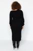 Женское платье больших размеров, черное асимметричное детальное трикотажное платье