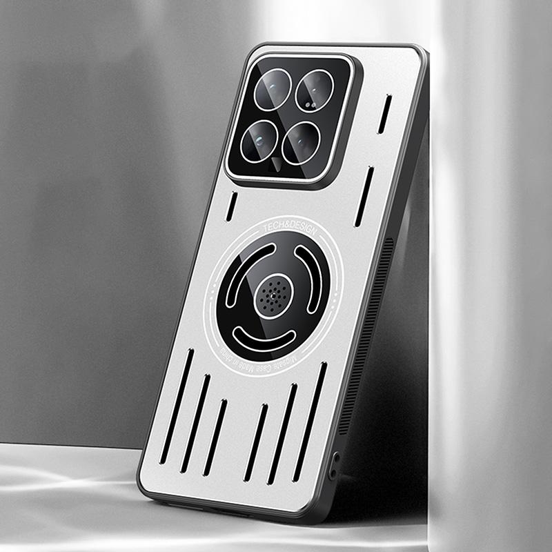 Для Xiaomi 14 Магнитный чехол ТПУ+Металл Теплоотвод Чехол для телефона с Пленкой для ПК-объектива