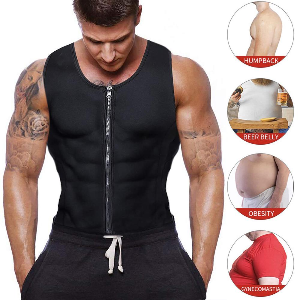 Men Sauna Tank Top Hot Neoprene Sweat Waist Trainer Vest for Weight Loss Body Shaper Slim Corset Fitness Shapewear Workout Shirts Slimming Underwear