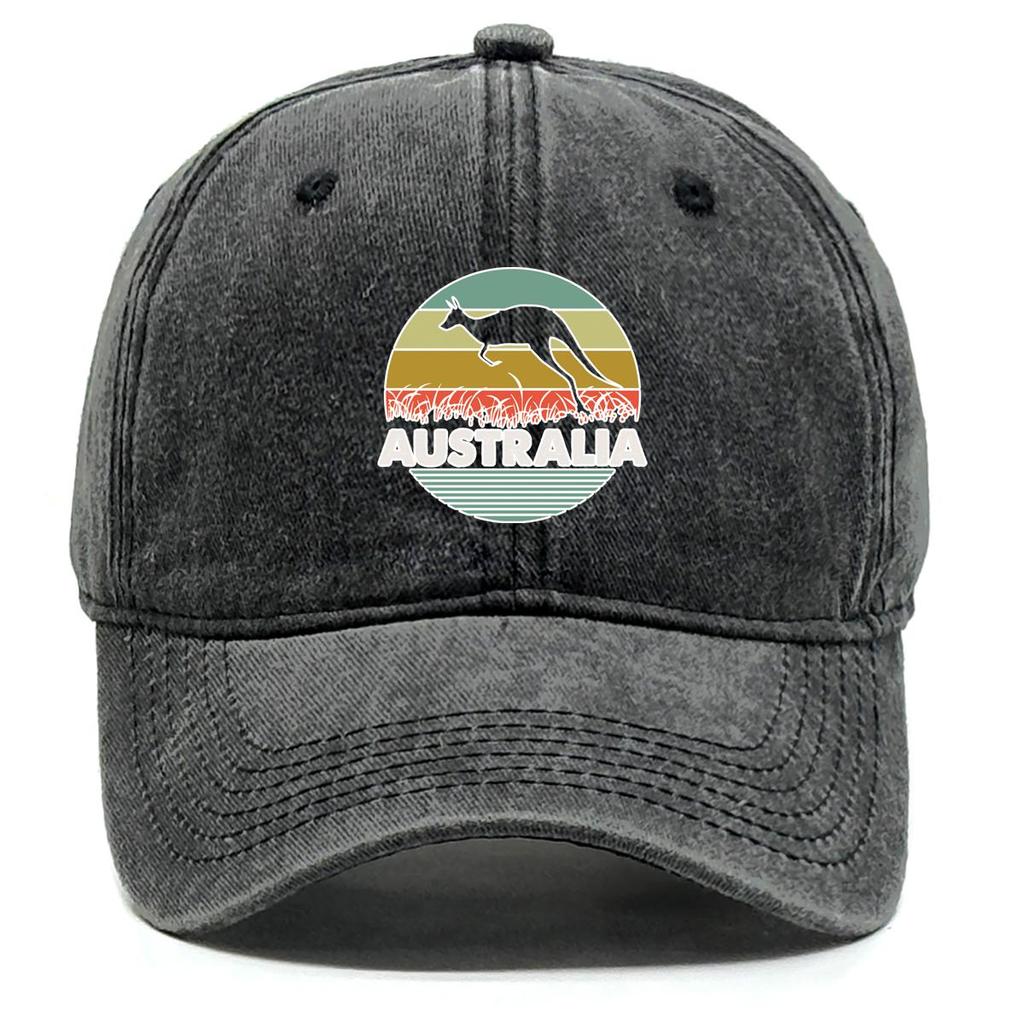 АВСТРАЛИЯ" Бейсболка снэпбэк с принтом кенгуру, сетчатая шляпа, солнцезащитный козырек, регулируемый ремешок, изогнутый козырек, простая регулируемая бейсболка