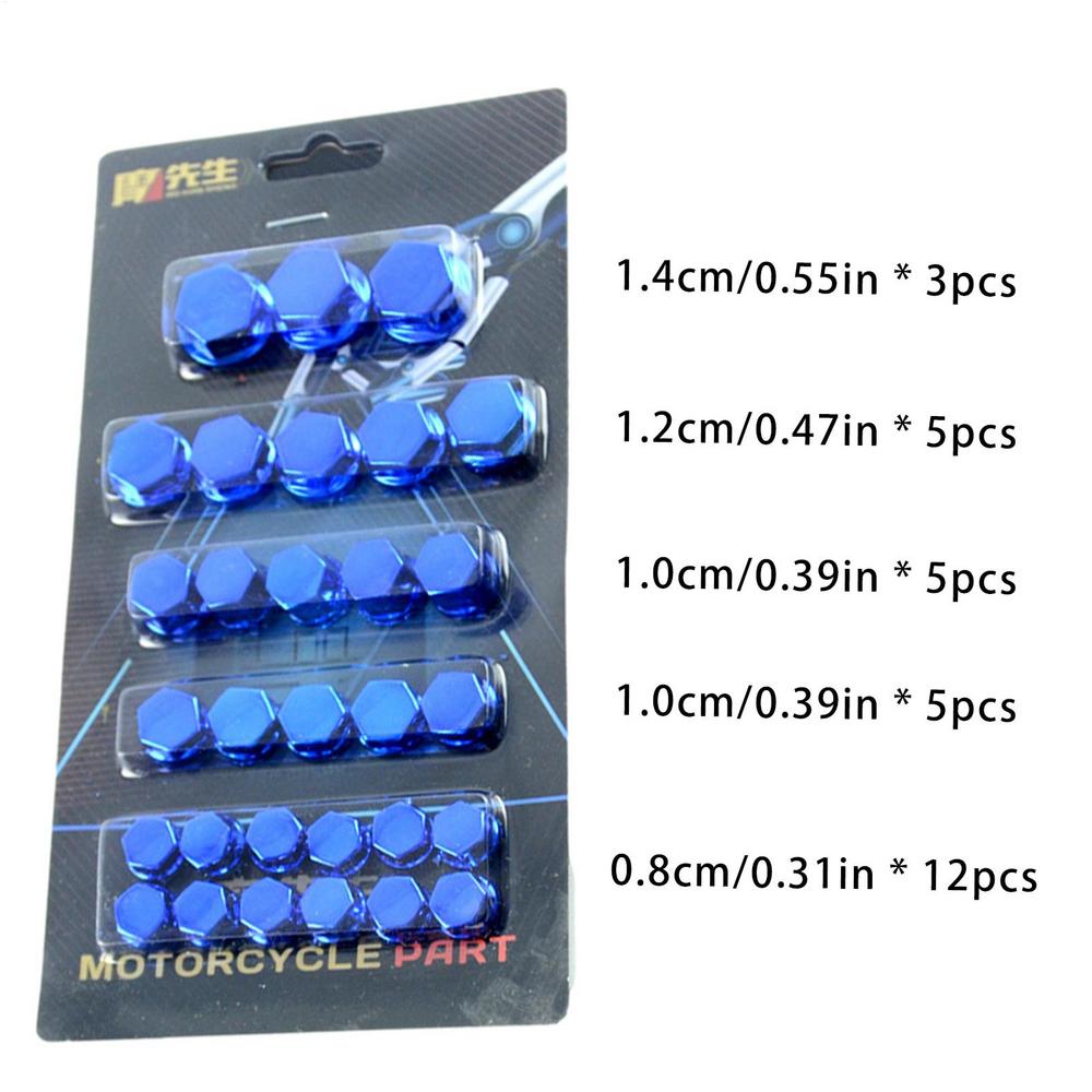 Motorcycle Nut Bolt Cover Motorcycle Screw Hat Cover 30PCS/Set Screw Nut Bolt Covers Rustproof Engine Nut Bolt Cover