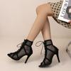 Women's Summer Mesh Fashion Cross Lace-up Sandals Sexy Fish Mouth High Heels Casual Party Comfortable Women's Shoes Size 36-43