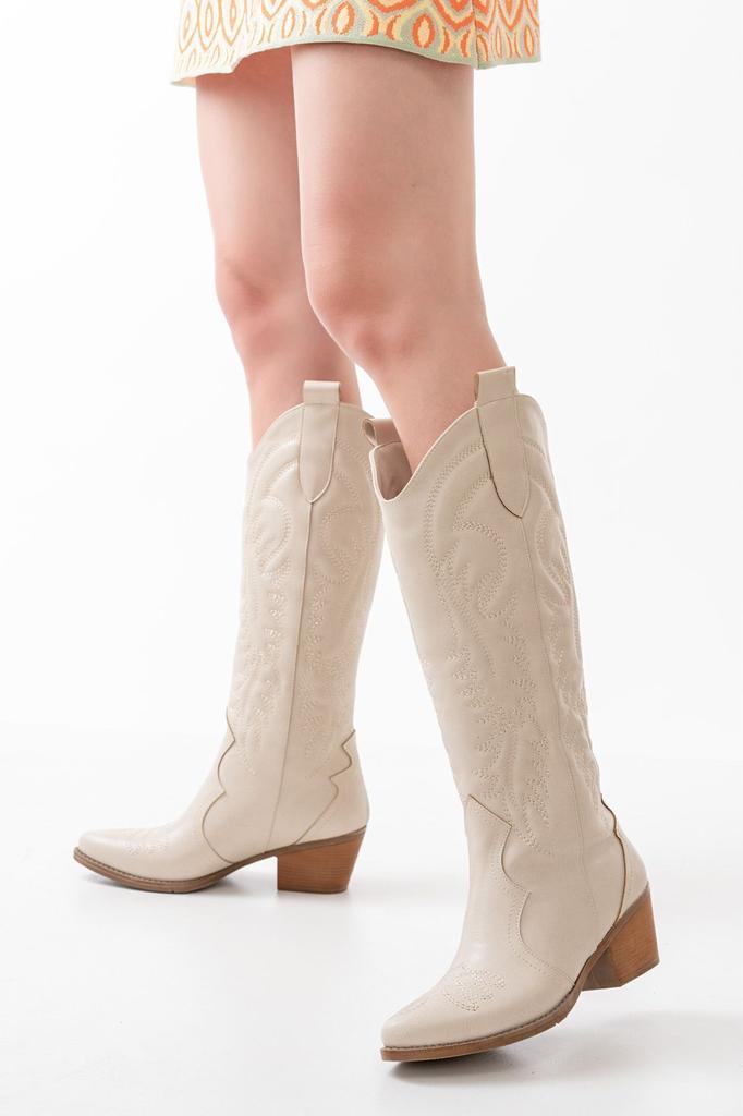 Женские современные стильные модные ботинки, сапоги из искусственной кожи, черные кожаные ковбойские длинные сапоги с вышивкой