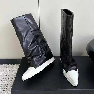 Женские остроносые балетки, высокие ботинки, повседневная обувь, зимняя новая тенденция 2025 года, ботинки челси до середины голени, спортивные кроссовки Botas