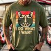 Retro Cool Cat Sunglasses I Do What I Want Quote Graphic Unisex Cotton T Shirt Funny Pet Lover Casual Short Sleeve Streetwear