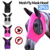2 шт. маски от лошадиных мух, эластичная сетка, противомоскитные щитки для лица лошади, моющиеся чехлы для головы лошади, снаряжение для верховой езды на открытом воздухе
