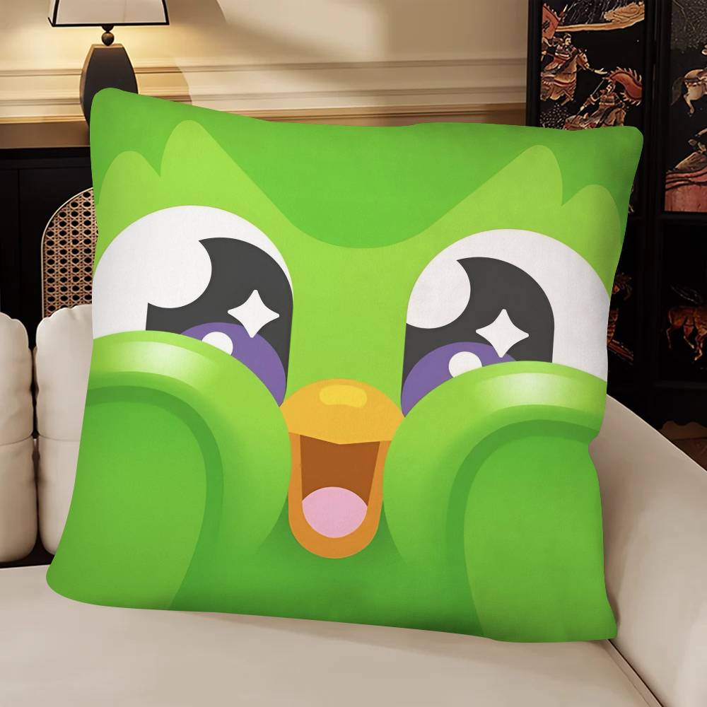 DDuolingo Pillow Case Fashion Square Pillowcase Bedroom Sofa Room Ins Decoration Leisure