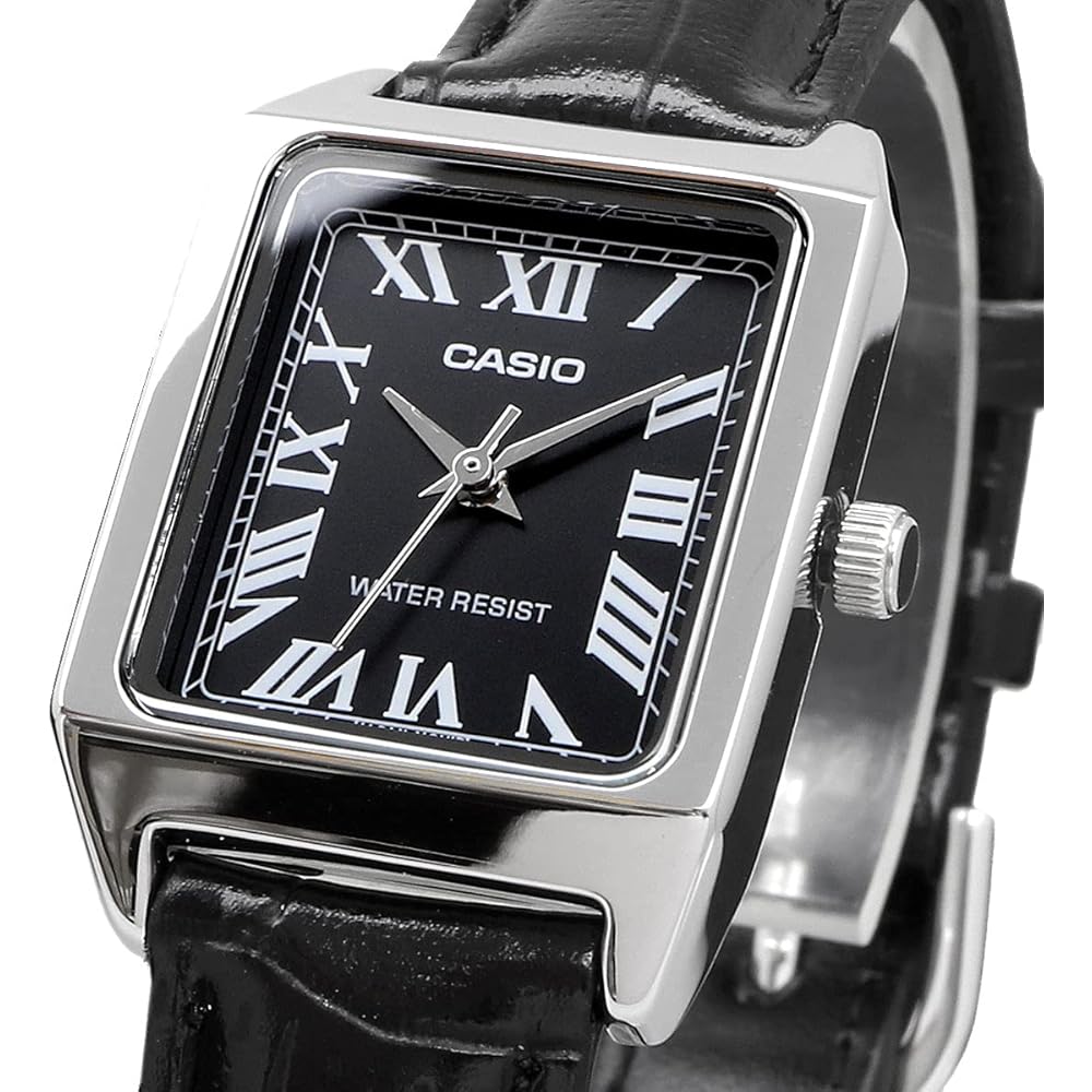 Женские кварцевые часы Casio Standard LTP-V007L-1B Серебристые Черный кожаный ремешок
