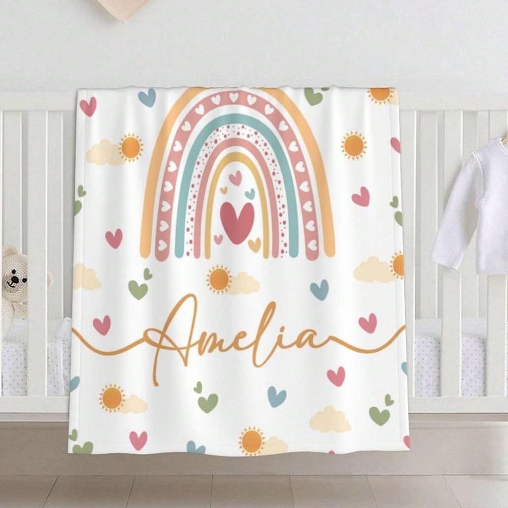 1PC Personalized Flannel Blanket Custom Name Skin-Friendly Bed Cover for Girls Kids - Unique Gift Blanket