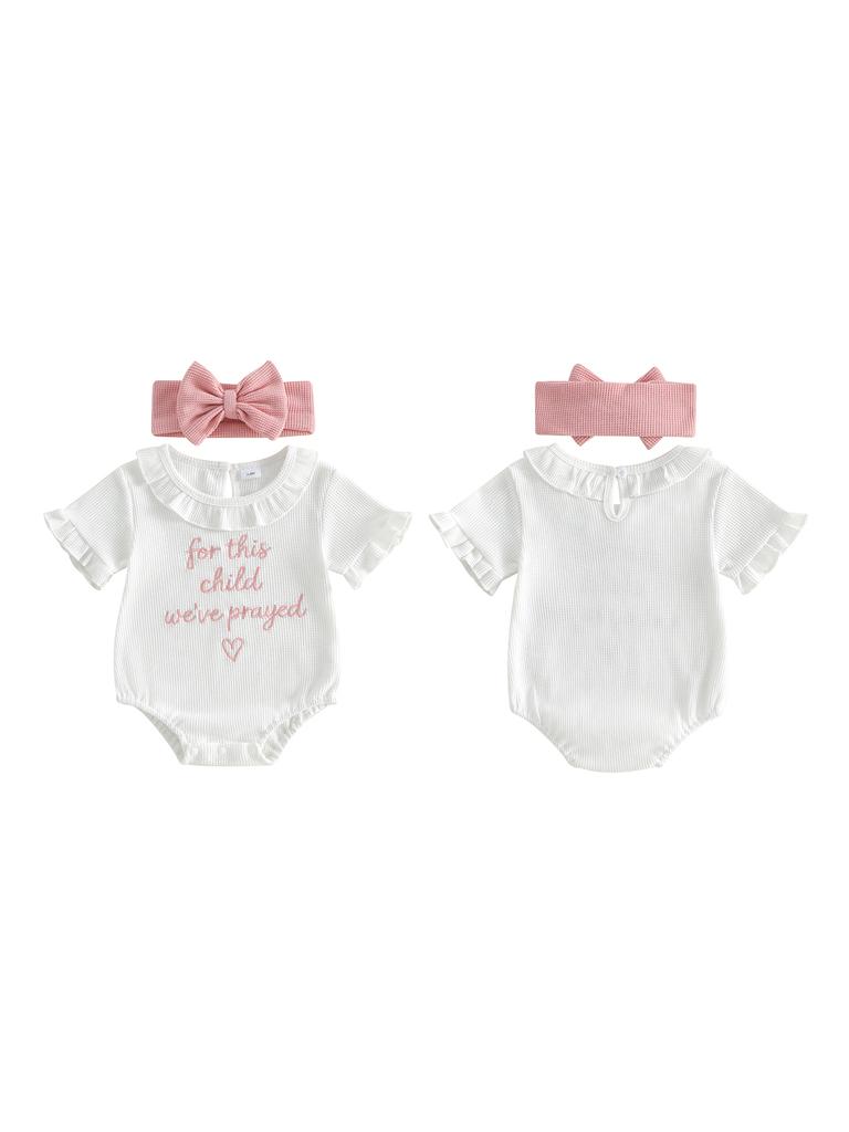 Adorable Toddler Floral Print Sleeveless Romper with Matching Bow Headband Set for Summer Outfits