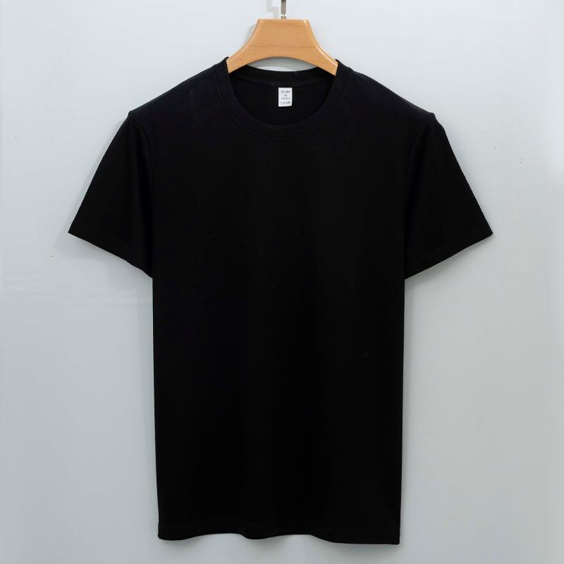 Легкая хлопковая футболка мужская с короткими рукавами из чистого хлопка, длинная бархатная футболка из конского хлопка с круглым вырезом и тремя булавками, белая футболка для мужчин