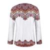 Women's Long Sleeved Retro Floral Print V-neck Top T-shirt