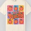 Футболка Comfort Colors Just Peachy, Сочная персиковая футболка, Летняя футболка в стиле поп-арт, Летняя футболка с фруктами, Модная летняя футболка, Ретро-футболка с персиком