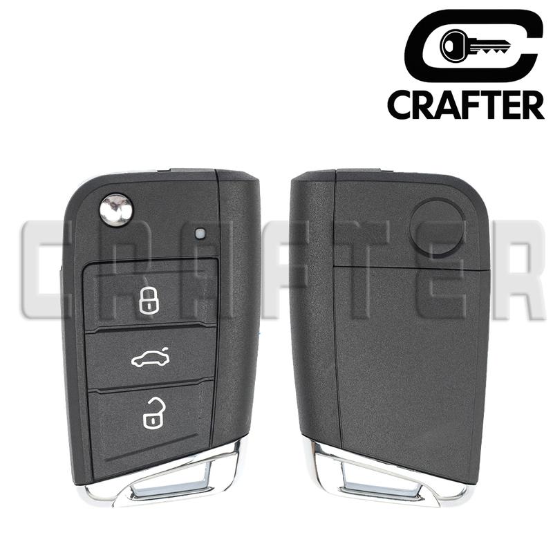 Key Crafters 5G0959752 Flip Remote Car Key Shell Case 3 Buttons WIth Cutting Service For VW Volkswagen Flip Blade HU66 Or HU162T