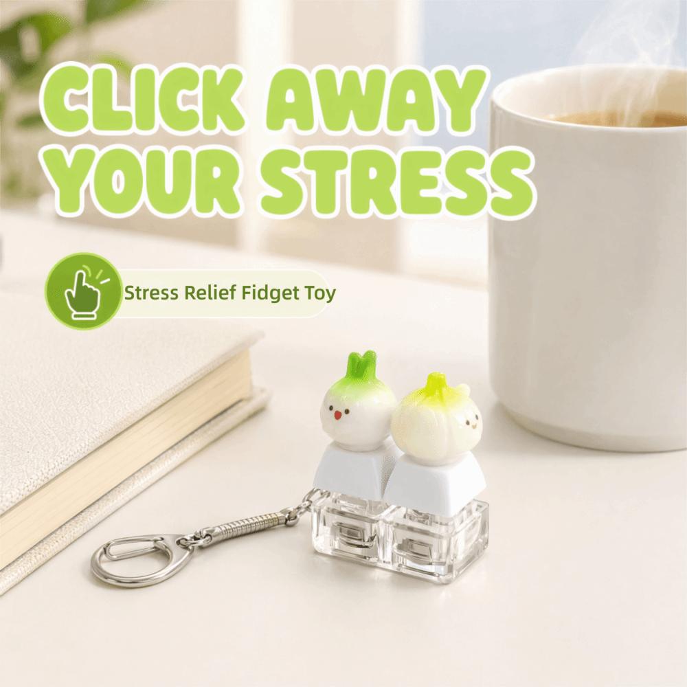 Finger Button Stress Relief Clicker Keyboard Fidget Keychain Calming Keychain Keys Children Adults