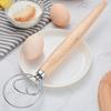 Danish Dough Whisk with Oak Handle Stainless Steel Flour Mixer Eggs Cream Mixing Rods Flour Cake Stirrer Kitchen Baking Tools