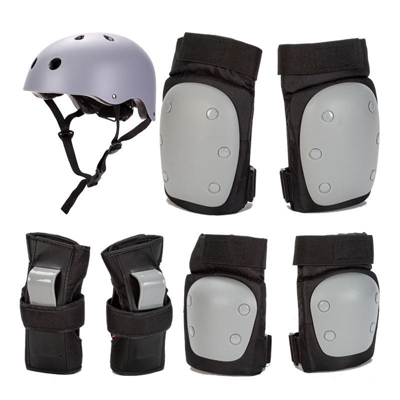 Kids Adult Skateboard Roller Skating Safety Gear Set 7-Piece Helmet Elbow Knee Wrist Protection Inline Scooter