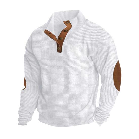 Весна Осень Мужской Топ Цветные Блоки Лоскутная Ретро Стиль Полуоткрытый Воротник Стойка Толстовка Плюс Размер Свободный