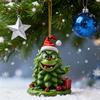 Green Elf Christmas Tree Ornament 2D Flat Acrylic Car Rear Mirror Charm Cartoon Elf Christmas Tree Hanging Pendant for Holiday Tree Window Wall Decor