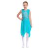 Girls Sleeveless Spandex Mesh Criss Cross Hollow Backless Dance Dress