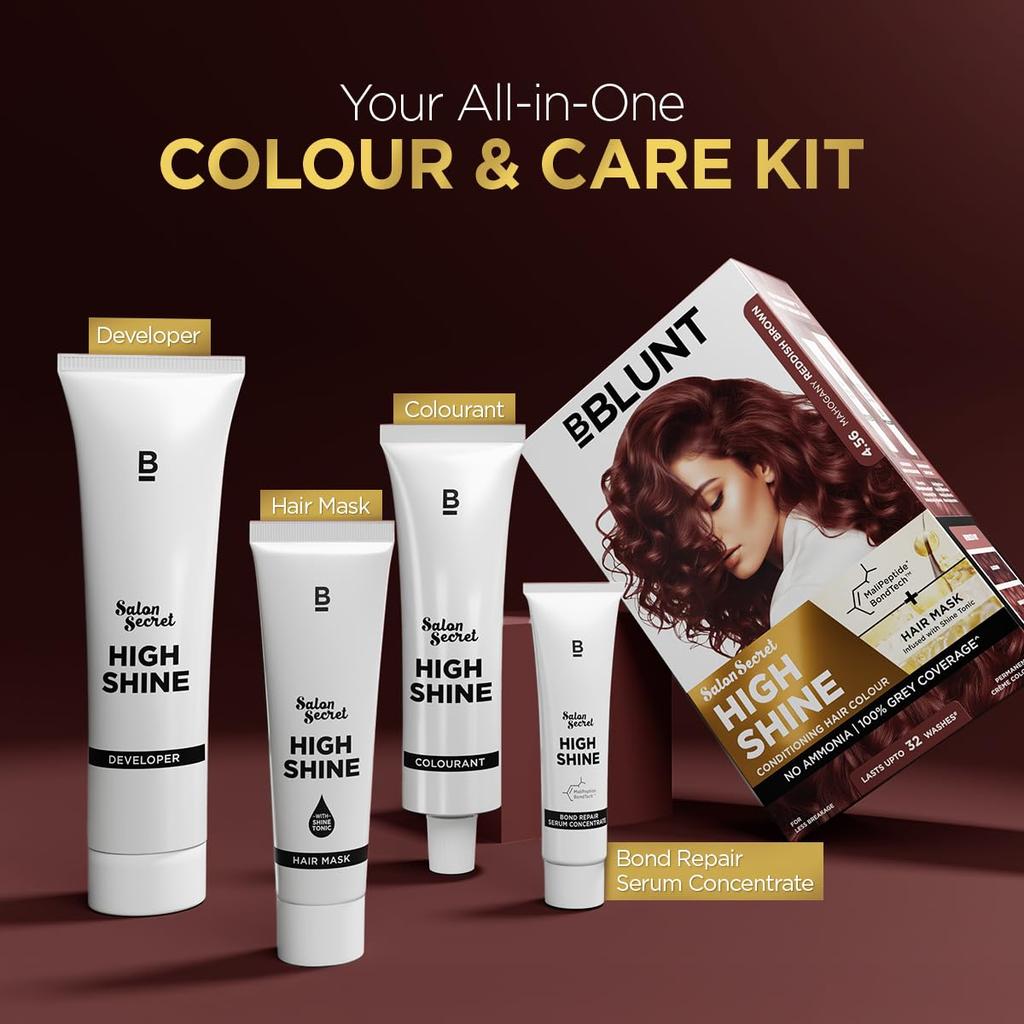 BBLUNT Salon Secret High Shine Conditioning Hair Colour Mahogany Reddish Brown 130G Pack Of 1