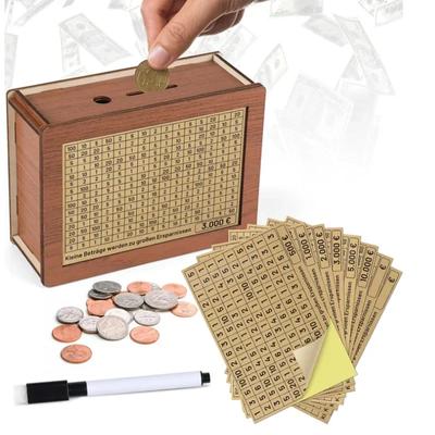Копилка для многоразового использования 1000/2000/3000/5000/10000 евро, деревянная копилка с изображением цели и номера