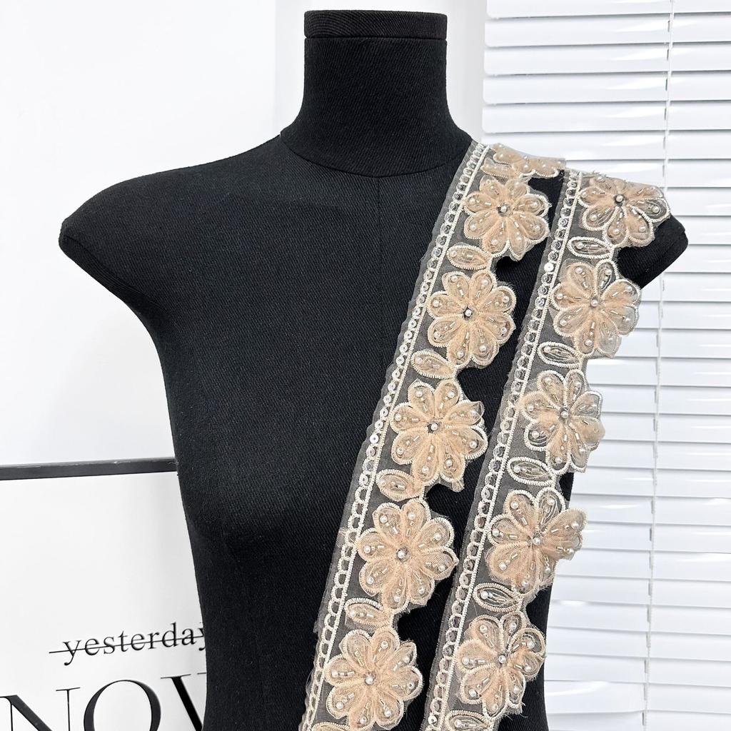 7 см Многоцветная дрель для ногтей Трехмерный цветок Блестки Декоративная одежда Юбка Манжеты Этнический стиль Аксессуары Кружево