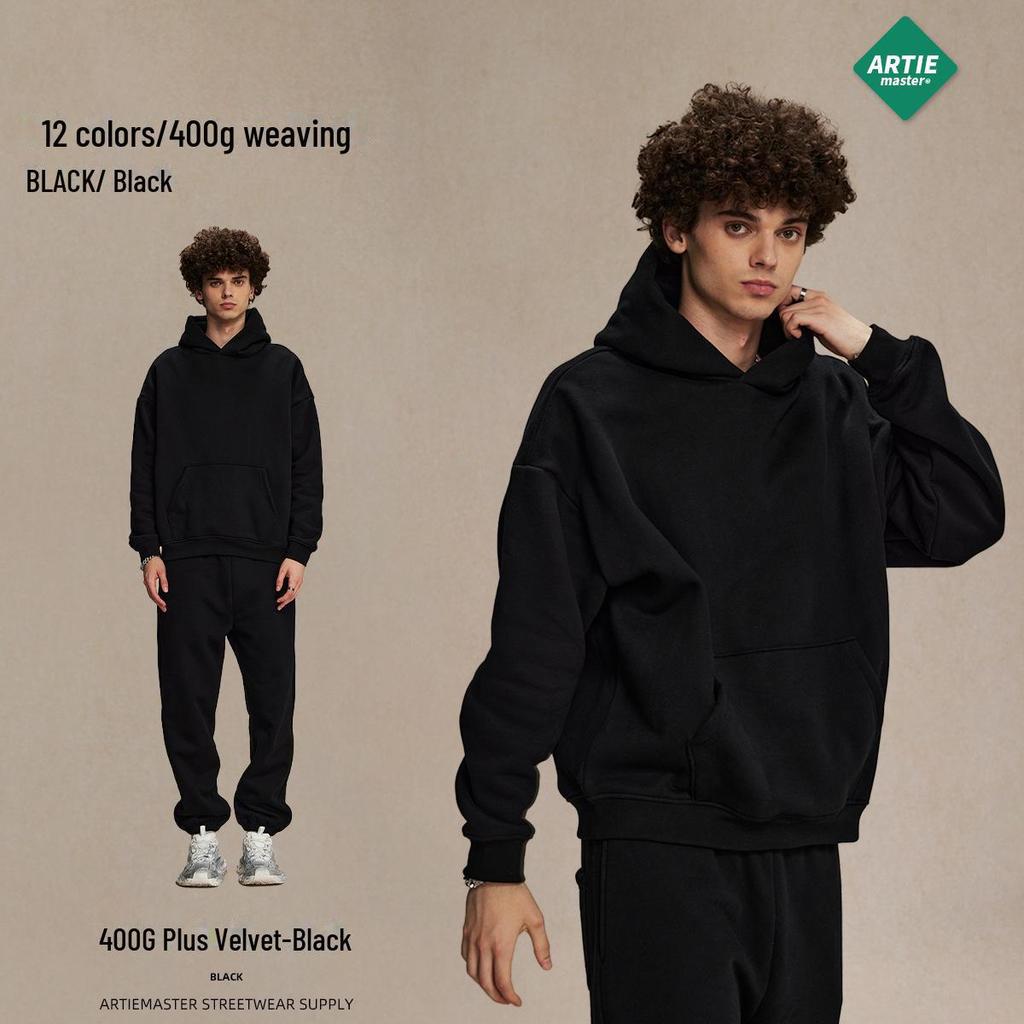 Men's Oversized Polar Fleece Hoodie - Non-Shedding, Thickened 400g, Trendy Autumn/Winter 2024