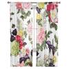 Floral Roses Watercolor Flowers Chiffon Sheer Curtains for Living Room Bedroom Kitchen Decoration Window Voiles Tulle Curtain