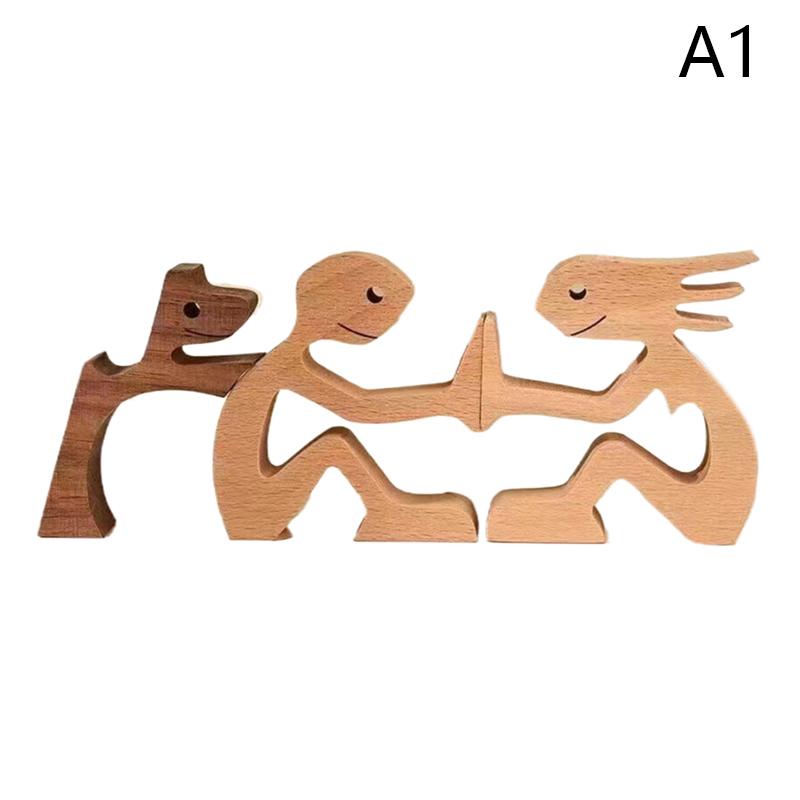 Подарок Пара Украшения Семья Щенок Деревянная Собака Поделка Фигурка Подарок на День Святого Валентина Резная Модель Украшения Домашнего Офиса
