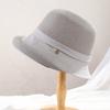 Hepburn style boutique handmade crochet linen splicing fisherman hat children summer sun protection straw hat metal standard basin hat