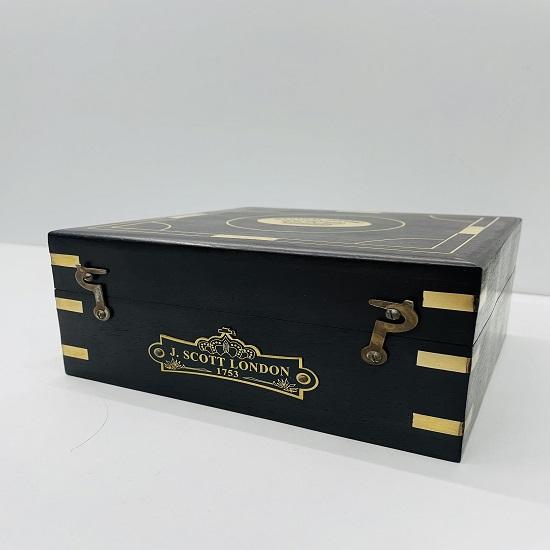 Морской коллекционный морской секстант из латуни с деревянной коробкой – London J. Скотт 1753, 13 см, 2 дополнительных телескопа