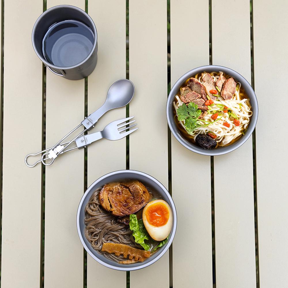 Миска для кемпинга, металлическая салатница из титанового сплава, идеально подходит для приключений на природе и ежедневного использования, штабелируемая