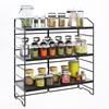 RCHYFEED Seasoning Storage Rack Adjustable 3 Tier Height Adjustable Seasoning Rack Spice Rack Kitchen Storage Large Capacity Easy To Assemble