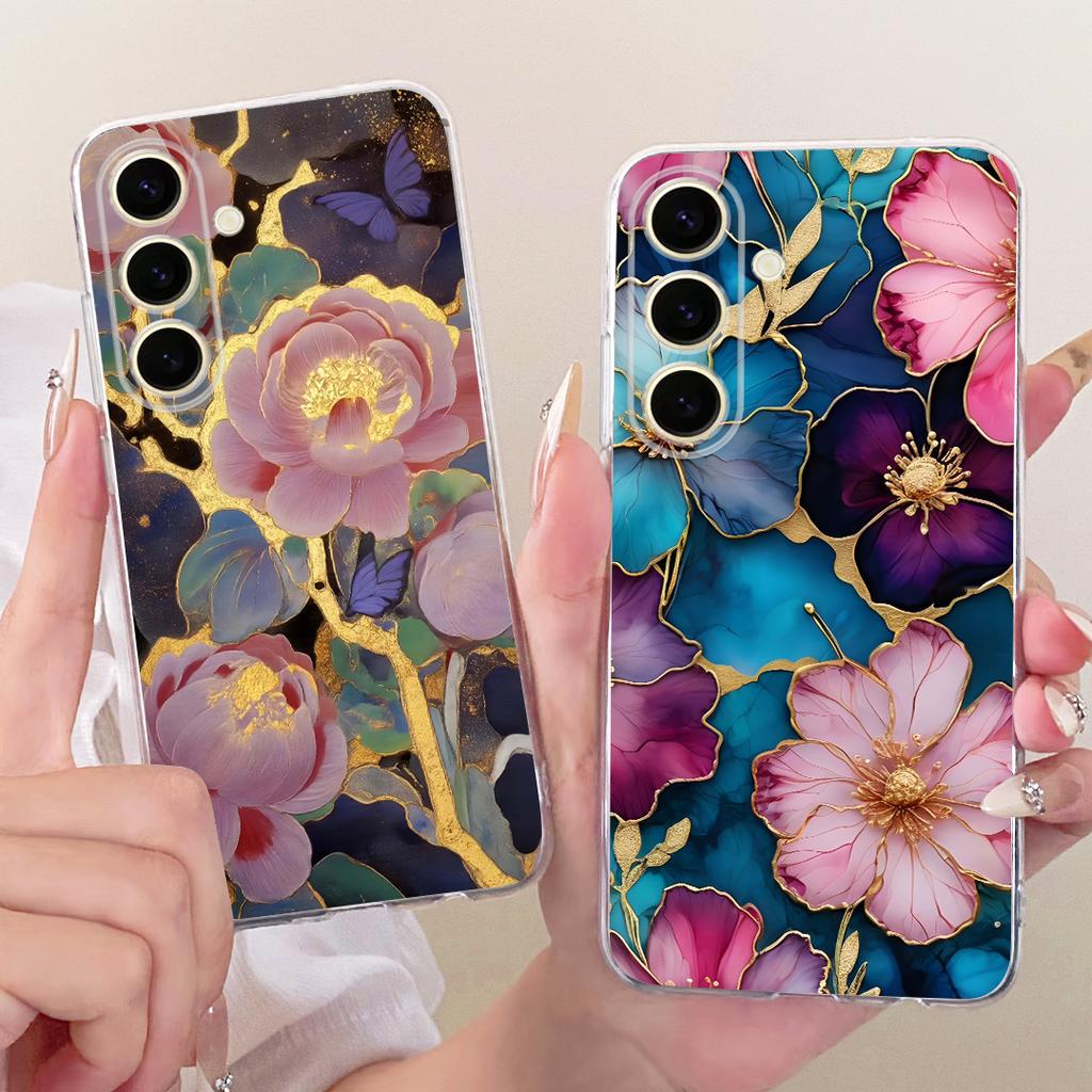 For Samsung Galaxy S25+ S25 2026 Cute Flower Butterfly Cat Painted Case For Samsung S25 5G S25Plus Soft Silicone TPU Phone Cases