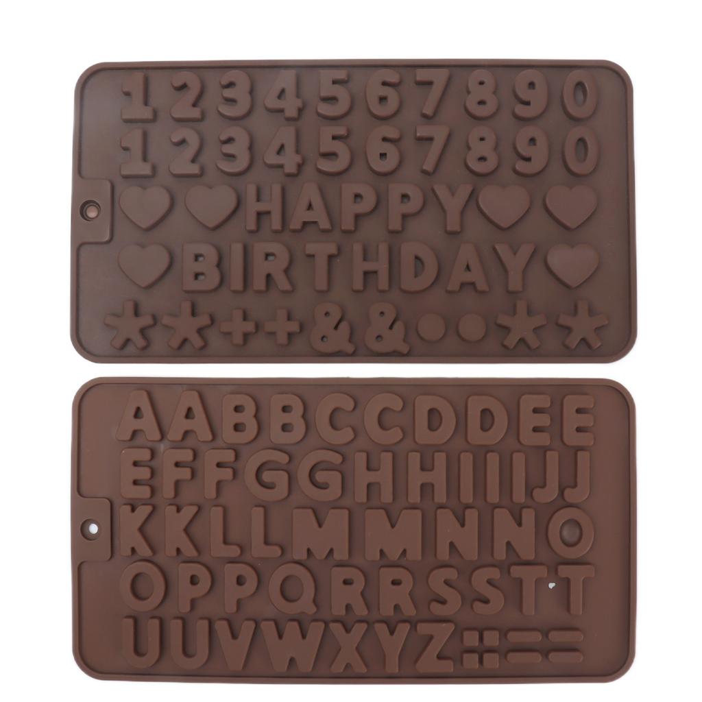 6 Pcs Silicone Letter Mold Reusable Number Chocolate Molds for Birthday Cake Decorations Party