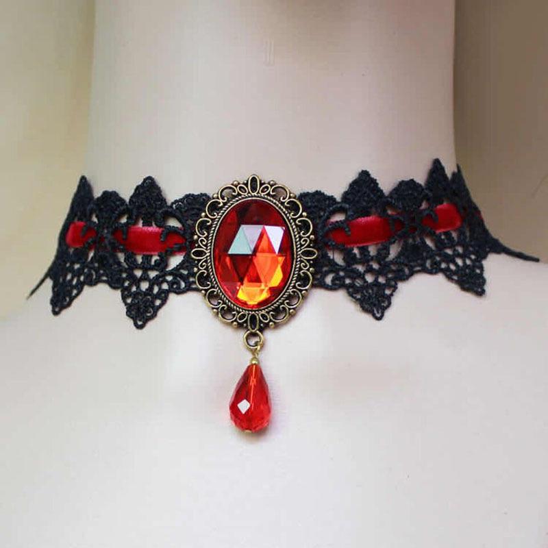 Gothic Retro Punk Lace Choker Necklace for Women